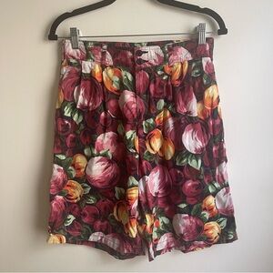Vintage Paul Smith Fruit Floral High Waist Pleated Cotton Shorts Size 28" 8